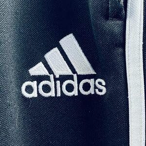 adidas Young Men’s Track Pants Black L/G Zippered Leg Athletic Joggers 3‑Stripe